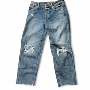 Abercrombie & Fitch Distressed Straight-Leg Blue Jeans